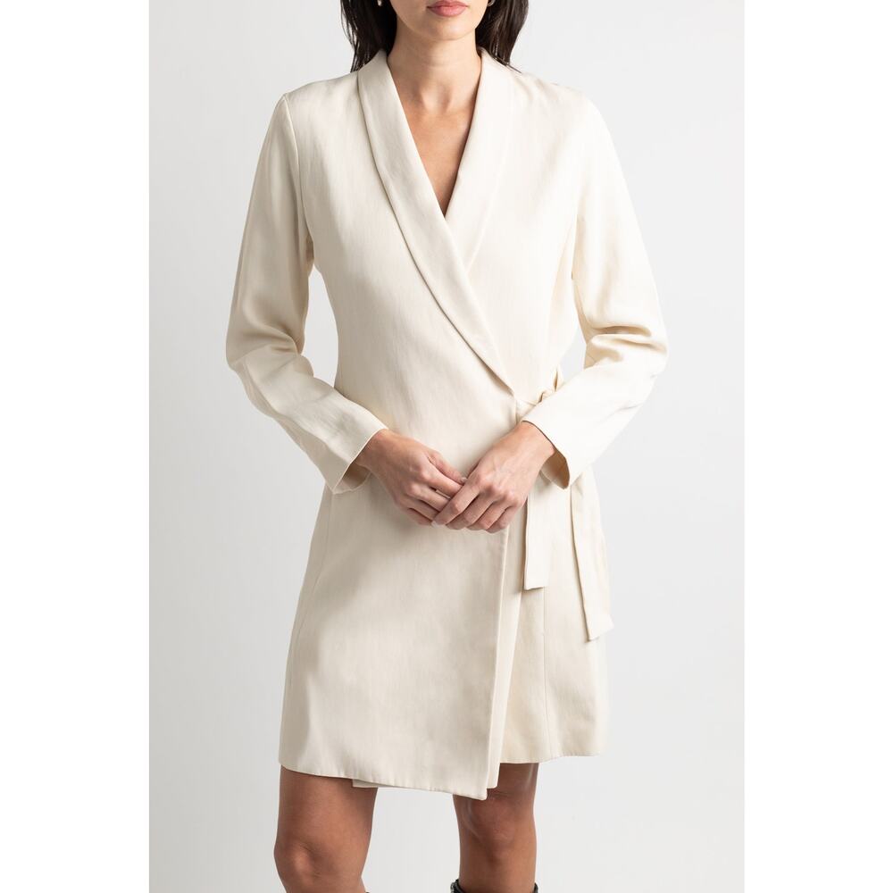 Massimo Dutti Cream Collared Wrap Dress